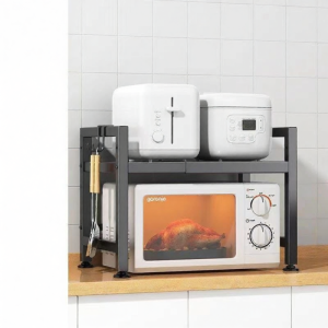 Adjustable Carbon Steel Kitchen Shelf for Microwaves Rice Cookers and Spices