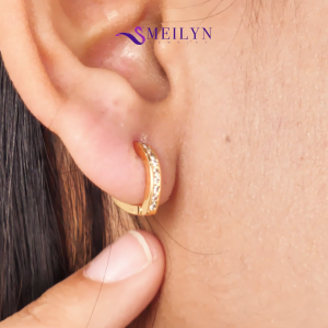MEILYN Anting Klip Kasual Wanita Lapis Emas Mata Baris Gold Plated 0261240082