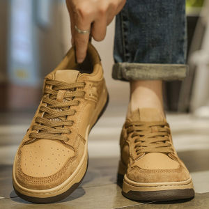 Trendy Mens Shoes Waterproof Leather Surface Casual Increased Height Retro Board Shoes Youth Sports Shoes Fashionable Sneakers