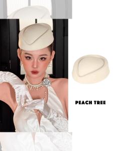 Elegant White Woolen Beret Hat French Style Air Stewardess Bride Headwear Fashionable Korean Style Womens Accessory