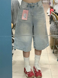 กางเกงยีนส์ทรงตรงขากว้างเอวสูง ทรงหลวม กางเกงขายาวทรงเดนิมสำหรับผู้หญิงในช่วงฤดูร้อน ทรงขากระบอก ทรงหลวม