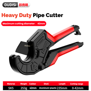 0-42mm Heavy Duty Pipe Cutter Self-Locking Ratchet Tube Scissors Aluminum Alloy Professional Hand Tool for Hose Plumbing Cutting