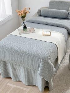 High-End Knitted Cotton Beauty Bed Cover Four-Piece Set Massage Parlor Special Use Bed Cover with Hole Autumn Winter Series