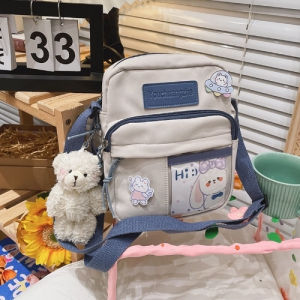 Túi đeo chéo nữ mini vải canvas kèm stick dễ thương phong cách Nhật Bản Hàn Quốc mẫu mới nhất hiện nay BL077