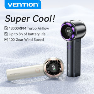 Vention Handheld Fan Portable Fan 100 Level High Speed 3000mAh Long Battery Life Mini Fan Adjustable Metal Body for Outdoor Camping Sports Hand Small USB Cooling Fan