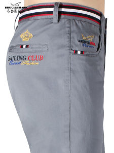 Fall New Casual Pants Mens Trendy Loose Long Trousers Bruce And Shark Large Size Thick Embroidered Straight Leg Pants