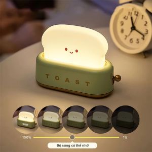 USB Sạc LED Bánh Mì Nướng Hình Đèn Ngủ Di Động Đèn Bàn Cho Phòng Ngủ Trẻ Em Phòng Đầu Giường Ngày Lễ Trang Trí Quà Tặng Cho Bé