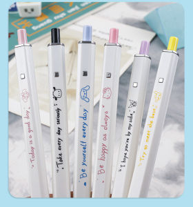 Sanrio ปากกาการ์ตูนปากกาเจลแบบกดน่ารัก ที่ผู้ที่เกิดความคู่สกัดให้ดูกว่าเครื่องเขียน ปากกาดำนักเรียนเรียบง่าย