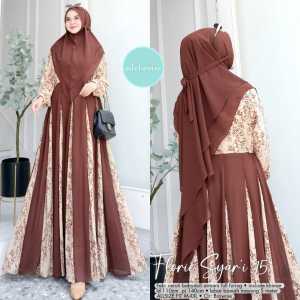 Gamis syari Florie - ceruty babydol printing full furing Ld 110 Pj 140