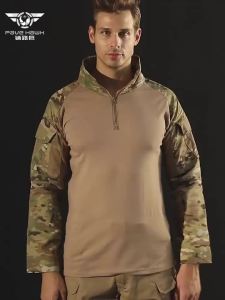 Áo Thun Chiến Thuật Nam Họa Tiết Rằn Ri Cổ 1/4 Khóa Kéo Tay Dài Chất Liệu Cotton Pha Polyester Thoáng Khí Nhanh Khô Nhẹ Dành Cho Chơi Airsoft