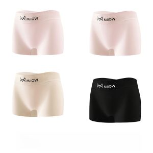 MiiOW | กางเกงชั้นในผู้หญิง MiiOW Ice Silk Seamless Anti-Light กางเกงบ็อกเซอร์เอวกลางทรงสามเหลี่ยมแบบสองชั้นและสามชั้นสำหรับฤดูร้อนปี 2025