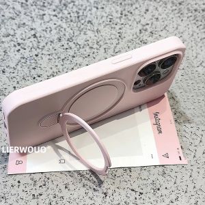 LIANGWU | Magnetic Ring Bracket Simple Design Liquid Silicone Phone Case