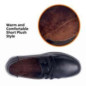 SHIPAILUO | Leather Shoes Womens Flat Bottom Anti-Slip Soft Sole Knot Casual Footwear Large Size 44 Autumn Winter New Style Comfortable