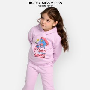 Bộ quần áo thu đông cho bé gái Bigfox Miss Meow bộ nỉ bông hoodie có mũ cho bé họa tiết đễ thương size đại trẻ em 345 10 11 tuổi