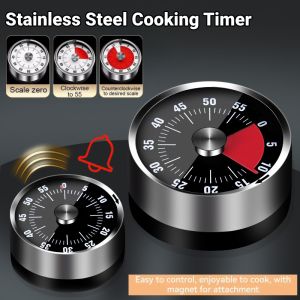[Time Management] Multi-Purpose Stainless Steel Timer Kitchen Cooking Timer Magnetic Mechanical Timer 60-Minutes Alarm