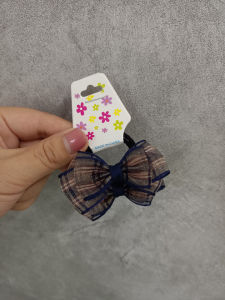 Spring Summer New Plaid Silk Mini Butterfly Knot Hair Ties for Babies Kids Headbands Hair Bands Fashionable Korean Style