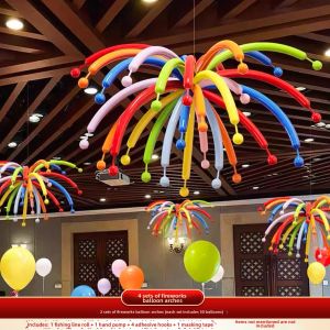 SHIFEITU | Celebration Setup Decorations Colorful Dopamine Fireworks Long Balloons