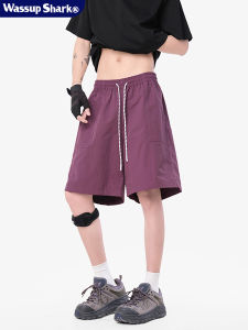 Quần Short Nam Mùa Hè WASSUP SHARK Dáng Rộng Mỏng Dài Năm Inch Quần Thể Thao Đa Năng Thoải Mái Thoáng Khí Quần Short Nam