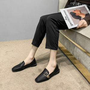 IELGY British Style Loafer Leather Shoes 2024 New Plus Size Womens Fashion Flat Soles