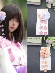 Traditional Hanfu Hair Accessories Japanese Style Kimono Bathrobe Hair Clips Tassels Simulated Flowers Pearl Embellishments
