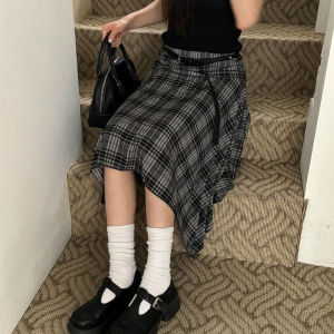 Váy Mini Chữ a Cạp Cao Xếp Ly Cổ Điển Không Đều Cho Nữ Mùa Thu 2024 Váy Midi Chữ a Ôm Sát Cơ Thể