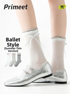 PRIMEET | Ballet Style Medium Tube Socks With Lace And Bow
