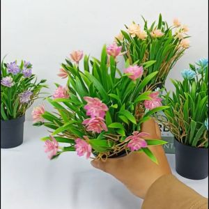 Tanaman Hias Pot Bunga Plastik Import Artificial Ornamen Dekorasi Ruangan Rumah Terbaru COD PBP191