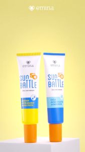 SPF 50 PA++++ AIRY SUN SERUM EMINA SUN BATTLE SPF 50 PA++++ BARRIER HYDRABURST & CICA ACNE FIGHTER SUNSCREEN WAJAH