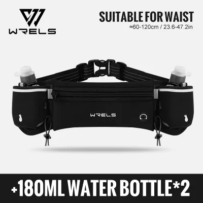 WRELS Running Waist Bag with 2pcs Hydration Bottles for Hiking Jogging Outdoor Sports #W834