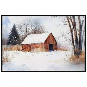 Tranh phong cảnh mùa đông màu nước. Tranh treo tường dán tường canvas trang trí. CGI-1854