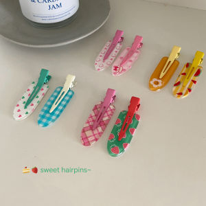 2 Pack Cute Heart Polka Dot Hair Clips Strawberry Plaid Bangs Side Hair Accessories Korean Style Fashion Hairpins for Girls