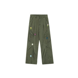 A chock | Vintage American Style Wide Multi-pocket Work Pants