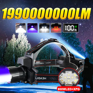 NEWEST 19900000LM Upgrade Powerful Headlamp High Power Rechargeable LED Head Flashlights 5000M Headlight Lantern Camping Fishing