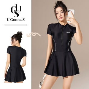 Swimsuit Women One Piece with Skirt Korean Style Swimsuit for Women Swimsuit for Women Short Sleeve Fahion Sport 2025 New Design