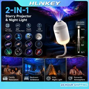 HLINKEY USB Car Roof Star Projector Ambient Lighting 360° Adjustable Galaxy Atmosphere Lamp Touch Control Night Light Car Accessories