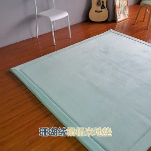 Thick Short Velvet Tatami Floor Mat Living Room Bedroom Platform Bedside Blanket Children Baby Crawling Pad Anti-Fall Window Seat Pad