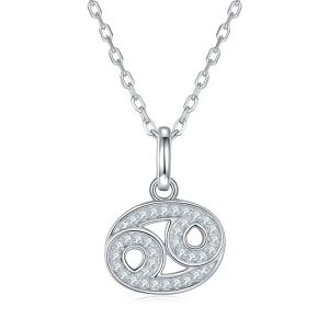 Pretty Beauty 925 Silver 12 Zodiac Signs Necklace Constellation Symbol Pendant Necklace Dainty Jewelry for Women Birthday Gift