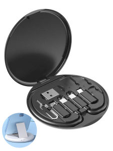 6 in 1 Cables & Converters Portable Multifunctional Storage Box Data Cable 60WPD Fast Charging Mobile Phone Holder Charging Cable Travel Pack Data Cable Adapter 6 in 1 Set Full Function Complete Set