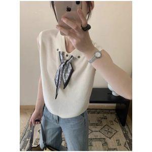 HUOLISI | Polo Collar Sleeveless Knit Vest Lightweight