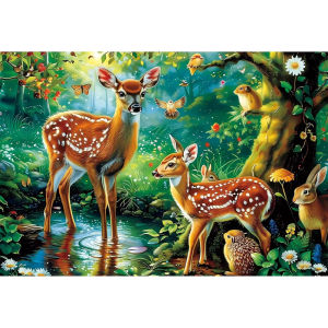 500/1000/1200/2000PCS Paper Puzzles Deer Animal Jigsaw Puzzle Educational Decompression Toy Family Challenge Games Gift