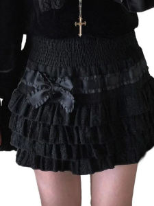 Váy Ngắn Phong Cách Ngọt Ngào Cạp Cao Bằng Vải Cotton Pha Trộn Dài 30cm Có Chi Tiết Ren Xếp Nếp Màu Trơn Cho Nữ Mùa Xuân 2025