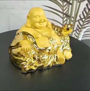 Tượng Phật Di Lặc Maitreya Mạ Vàng Để Taplo Ô Tô Bàn Làm Việc Mang Tới May Mắn Tài Lộc Bình An Thu Hút Sự Giàu Có