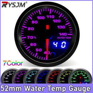 RYSJM | 52mm Water Temp Gauge High Speed Stepper Motor 7 Colors LED Dual Display Racing Auto Water Temperature Meter 40-140 Celsius