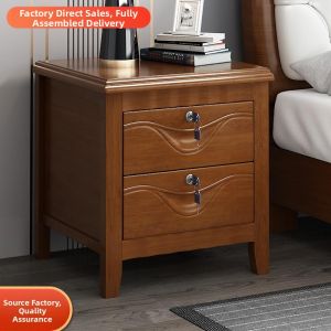 DANBIYIN | Lockable Wooden Bedside Table Storage