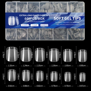 600Pcs Full Cover Press On Nail Tips Stiletto Almond Square Coffin French False Fake Soak Off Gel Nail Extension Tips Capsule
