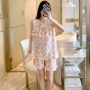 Summer Cotton Silk Sleepwear Womens plus Size Anti-Bulge Home Clothes Sweet Girl Middle High School Student Set Thin