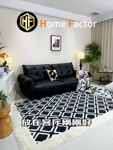 👍Cowhide Leather Sofa(Free Delivery&Install)Type LS909 High Back Sofa Black Sofa 190cm Sofa Italian Style Minimalist Sofa