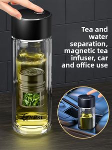 GIANXI | Cốc Thủy Tinh Đôi Lớp Chống Nhiệt Borosilicate Cao Có Chức Năng Tách Trà Bằng Từ