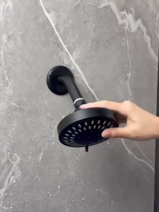 BAOKEMO Simple Round Top Shower Head With 5 Modes Of Rotatable Showerhead