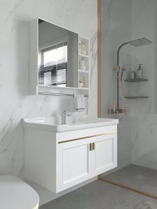 50cm Aluminum Bathroom Sinks Cabinet Basin Set  Lavatory Sink with Mirror and Fcuacet